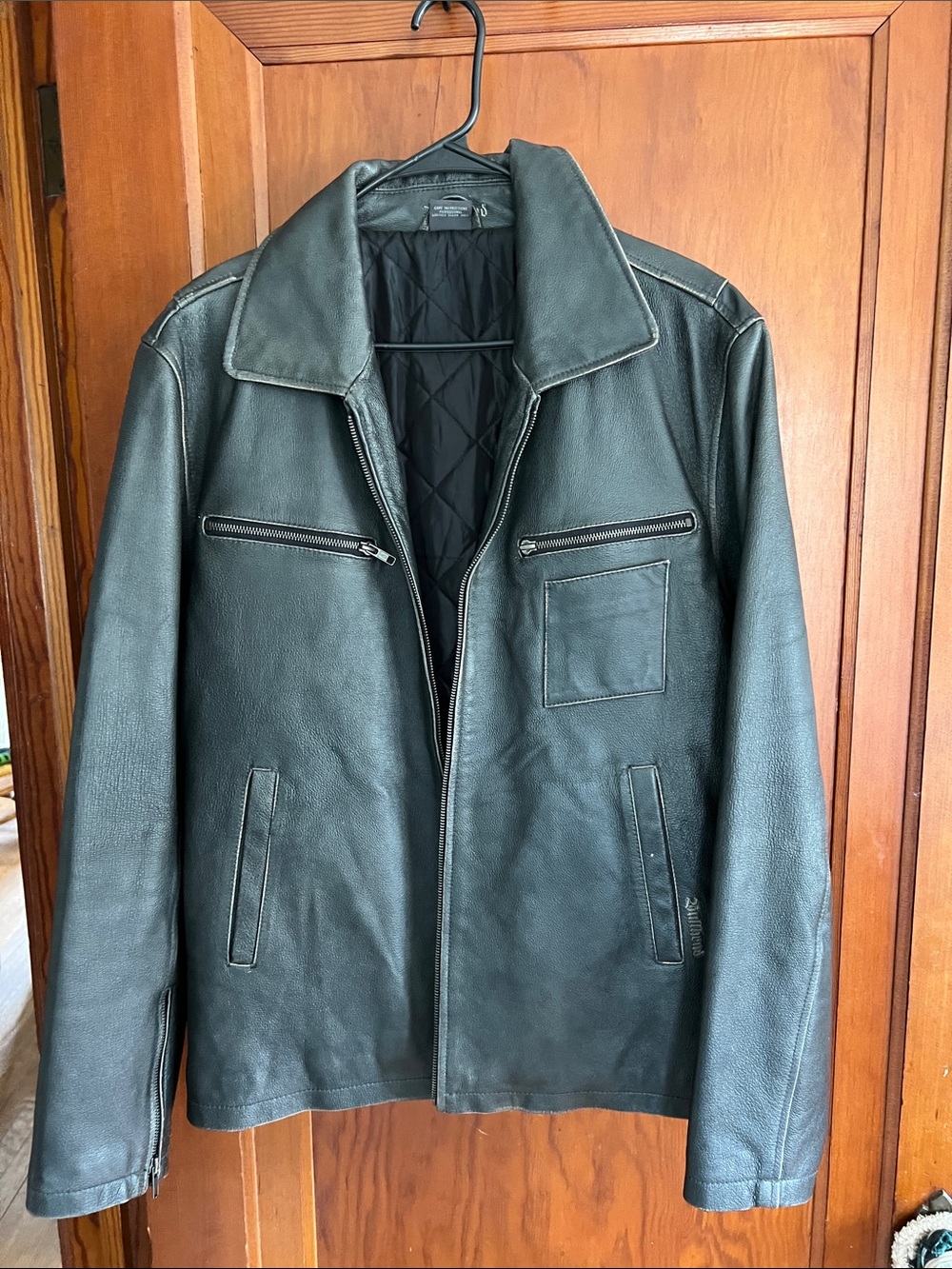 Billabong Black Leather Bomber Jacket